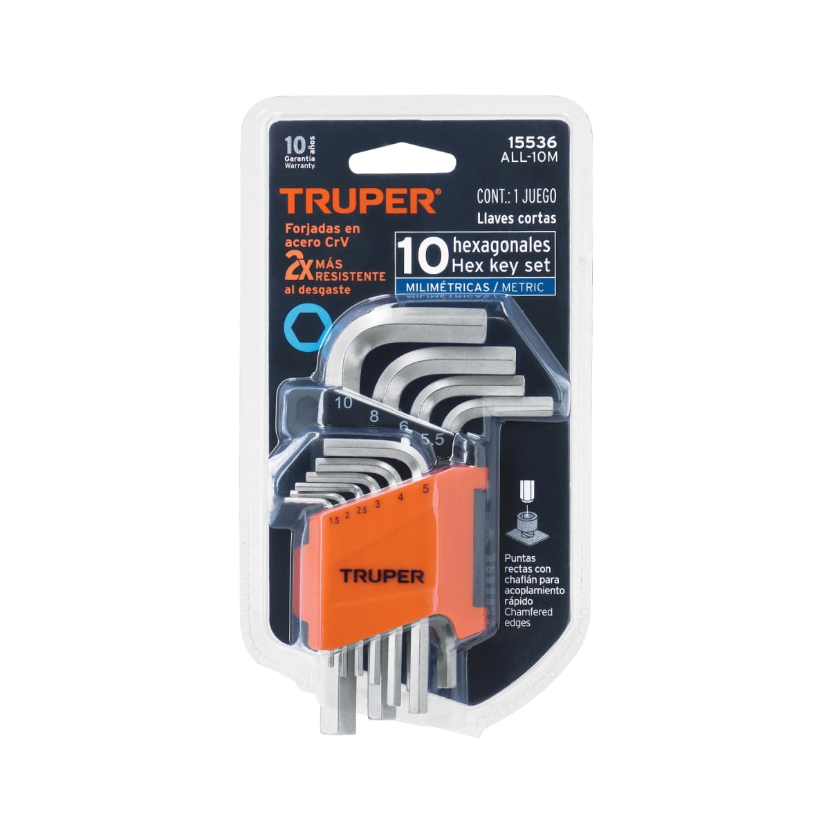 Juego 10 llaves allen mm punta hexagonal con organizador Truper4