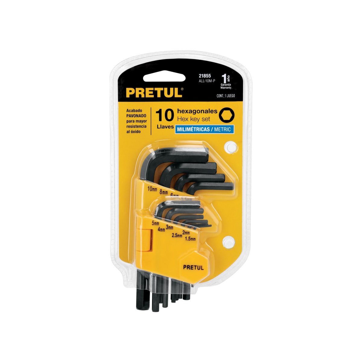 Juego 10 llaves allen mm punta hex con organizador. pretul4
