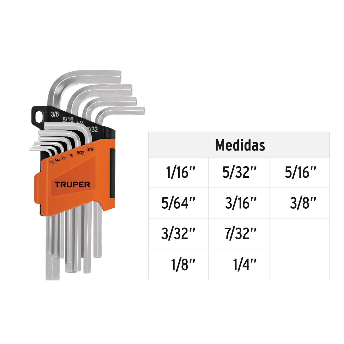 Juego 10 llaves allen std punta hexagonal con organizador Truper3