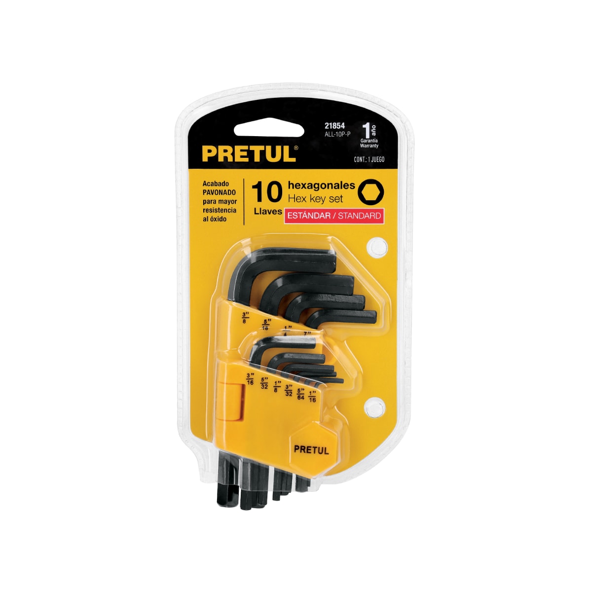 Juego 10 llaves allen std punta hex con organizador, Pretul4