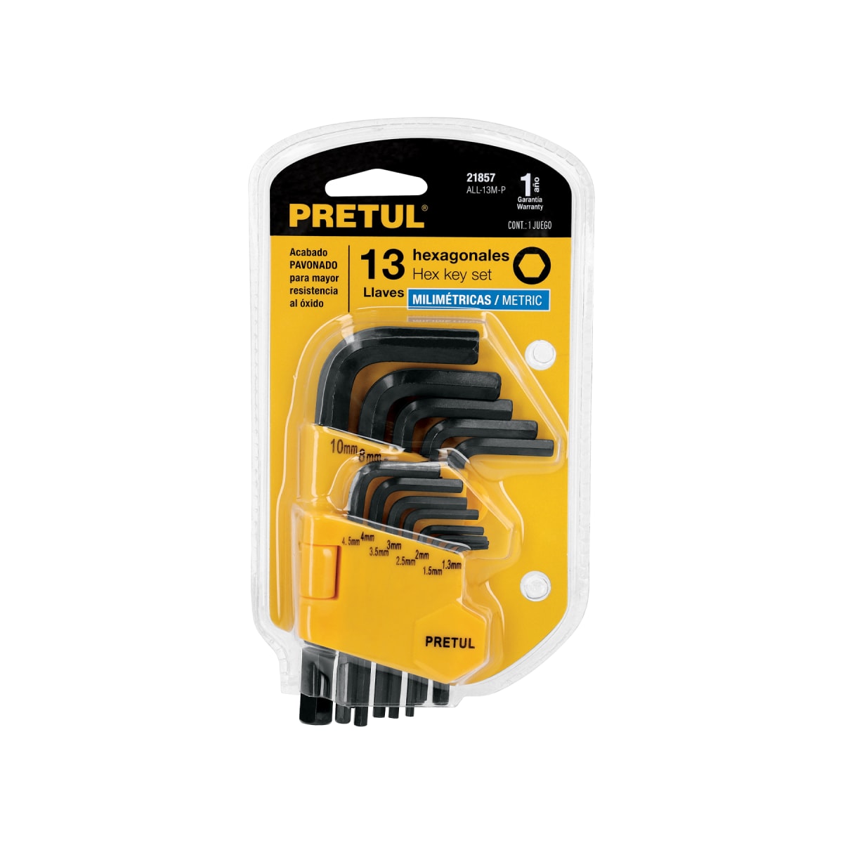Juego 13 llaves allen mm punta hex con organizador, Pretul4