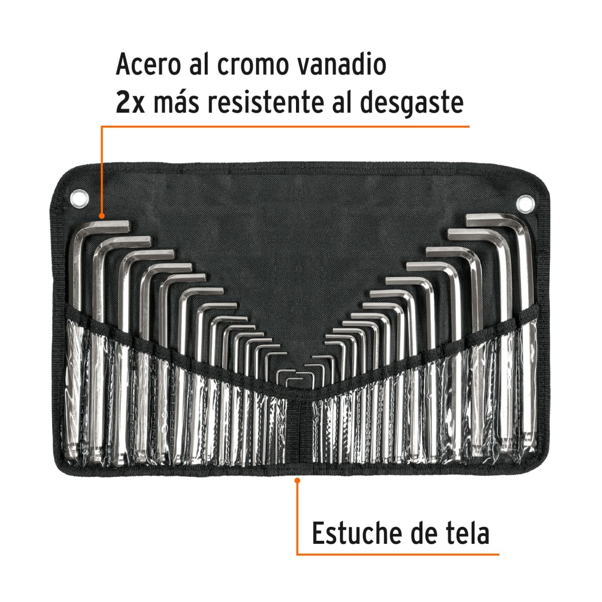 Juego 30 llaves allen largas std y mm punta bola, estuche Truper3