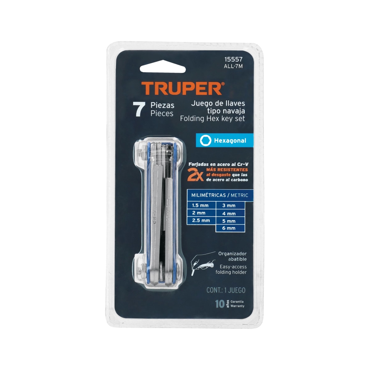 Juego de 7 llaves allen mm tipo navaja, cuerpo de lámina Truper4