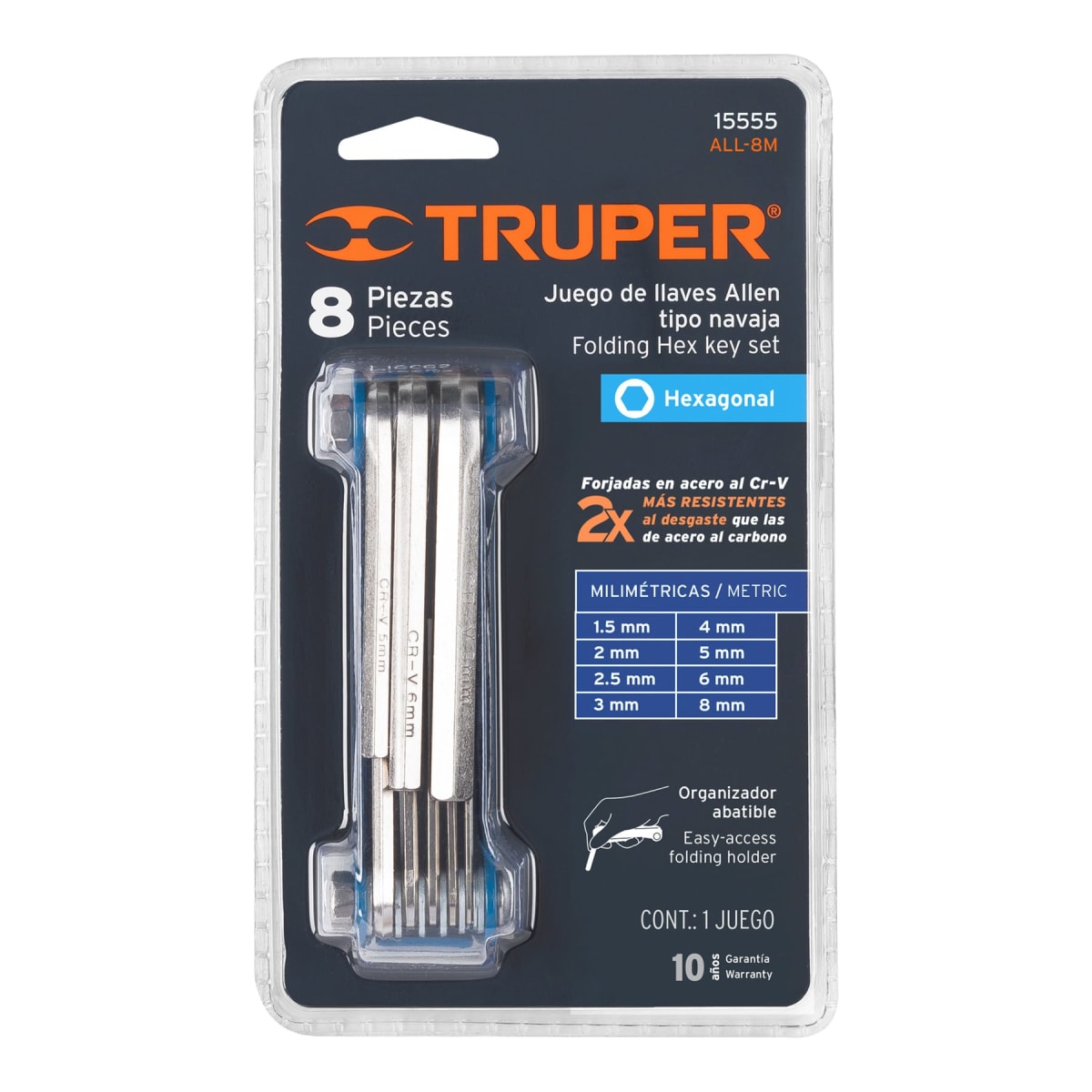 Juego de 8 llaves allen mm tipo navaja, cuerpo de lámina Truper4
