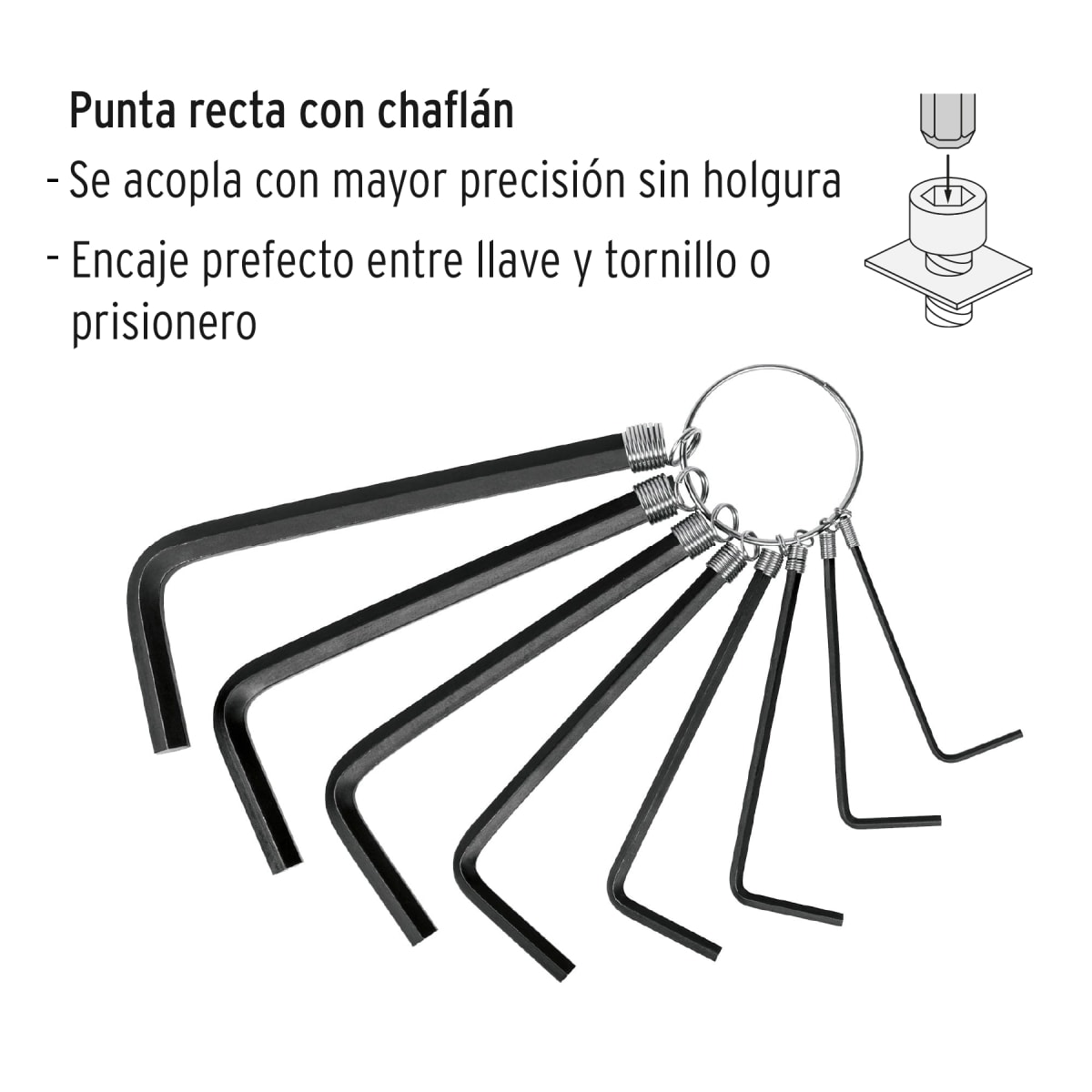 Juego de 8 llaves allen std punta hex tipo llavero, Pretul2