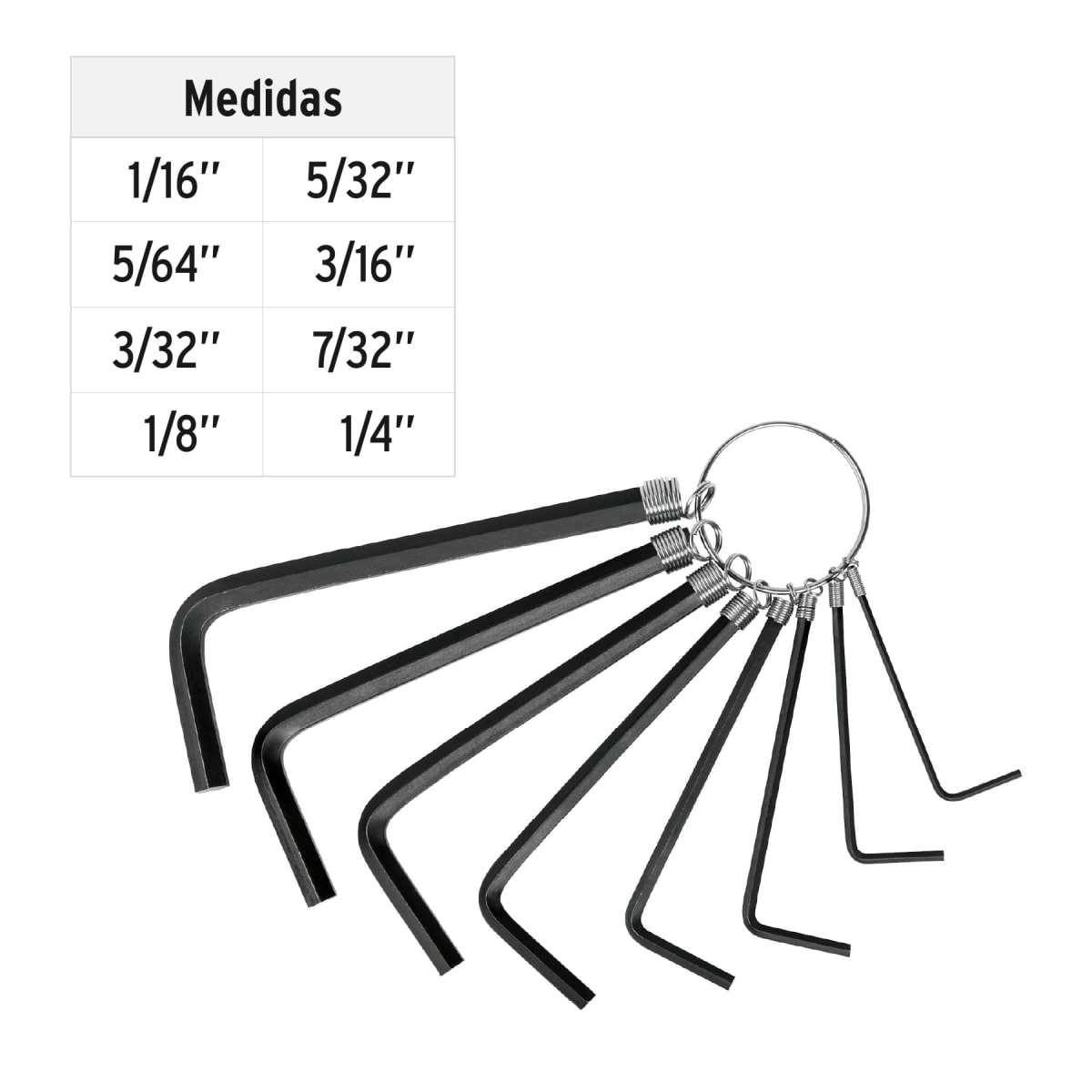 Juego de 8 llaves allen std punta hex tipo llavero, Pretul3