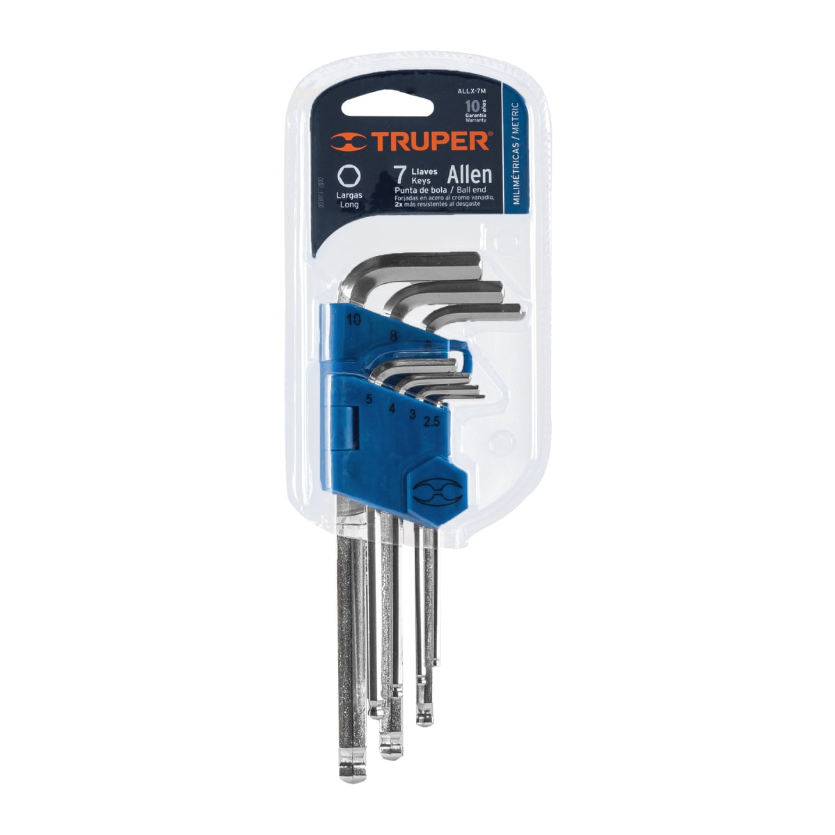 Juego 7 llaves Allen largas punta bola Truper1
