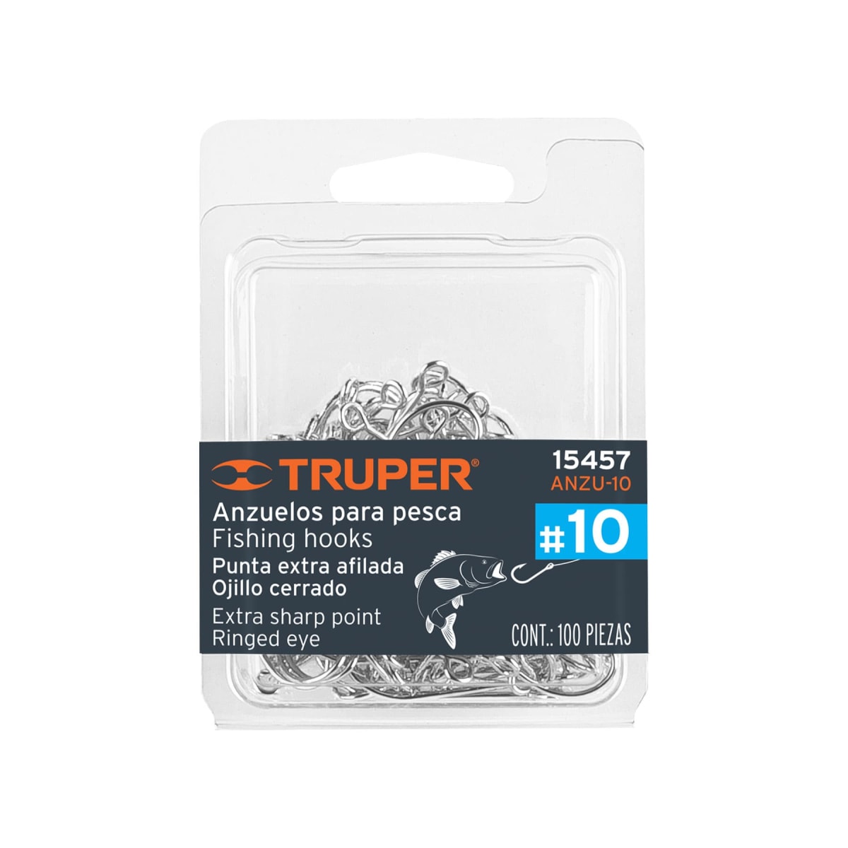 Blíster con 100 anzuelos para pesca # 10, Truper1