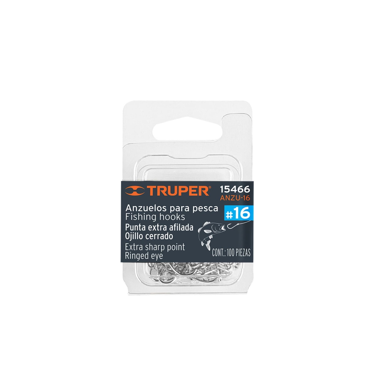 Blíster con 100 anzuelos para pesca # 16, Truper1