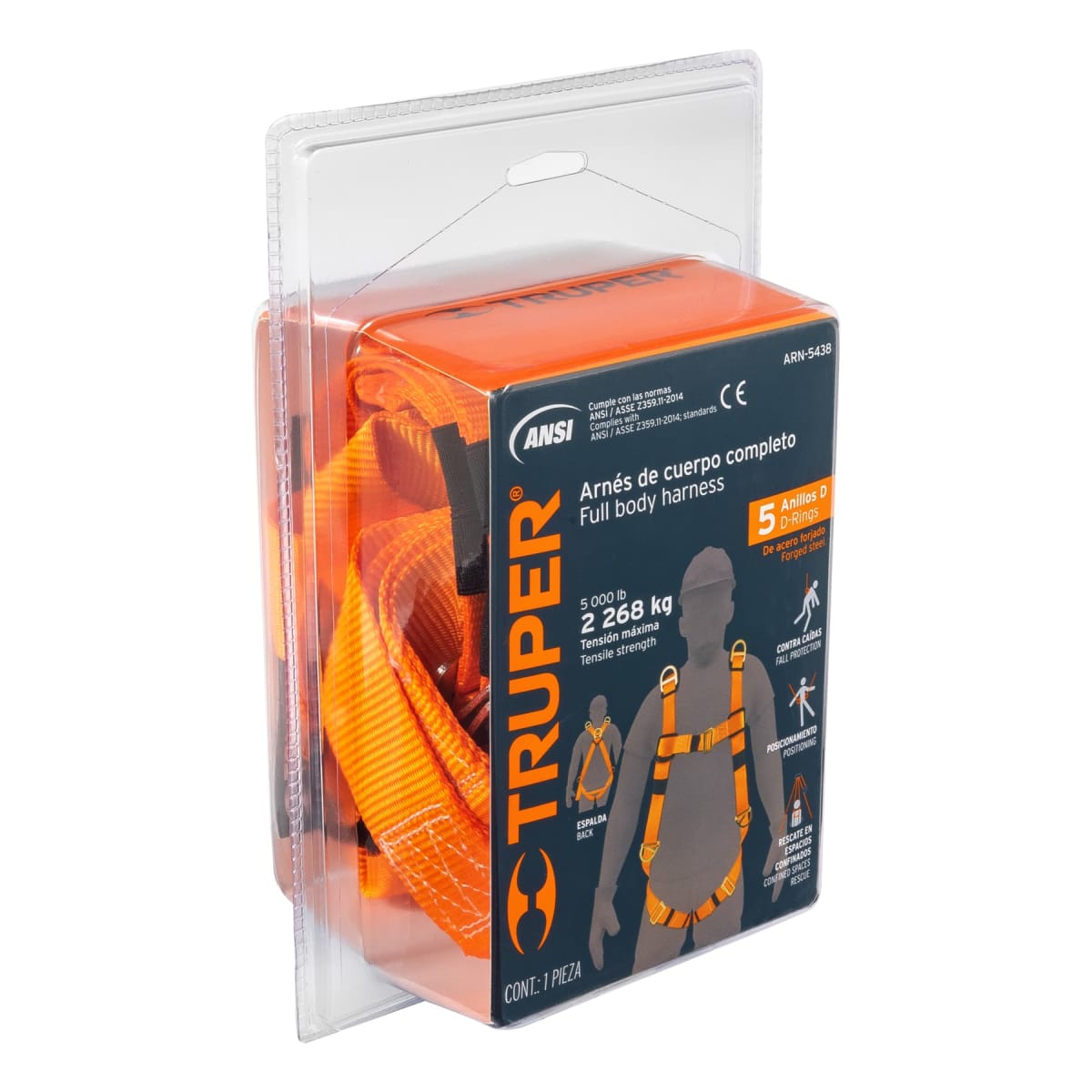 Arnés de cuerpo completo con 5 anillos ANSI truper3