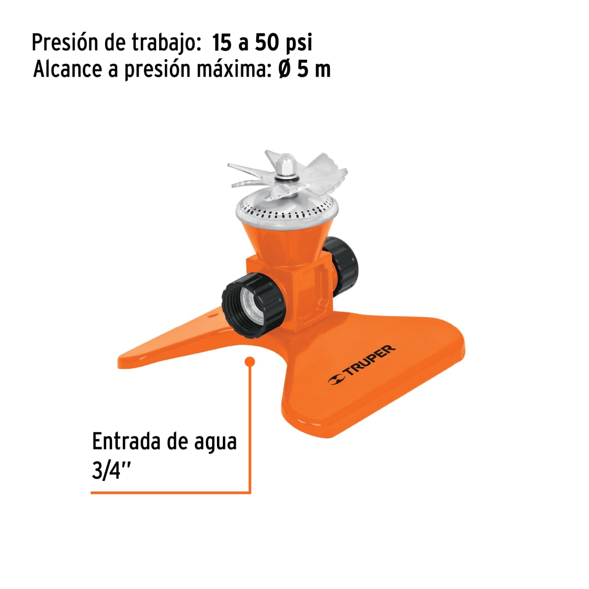 Aspersor base de acero con aspas. truper3