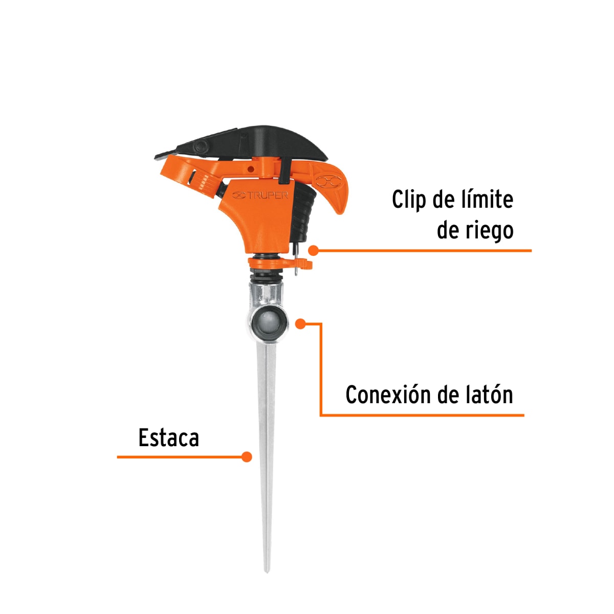 Aspersor plástico una vía, estaca de 11´´, Truper2