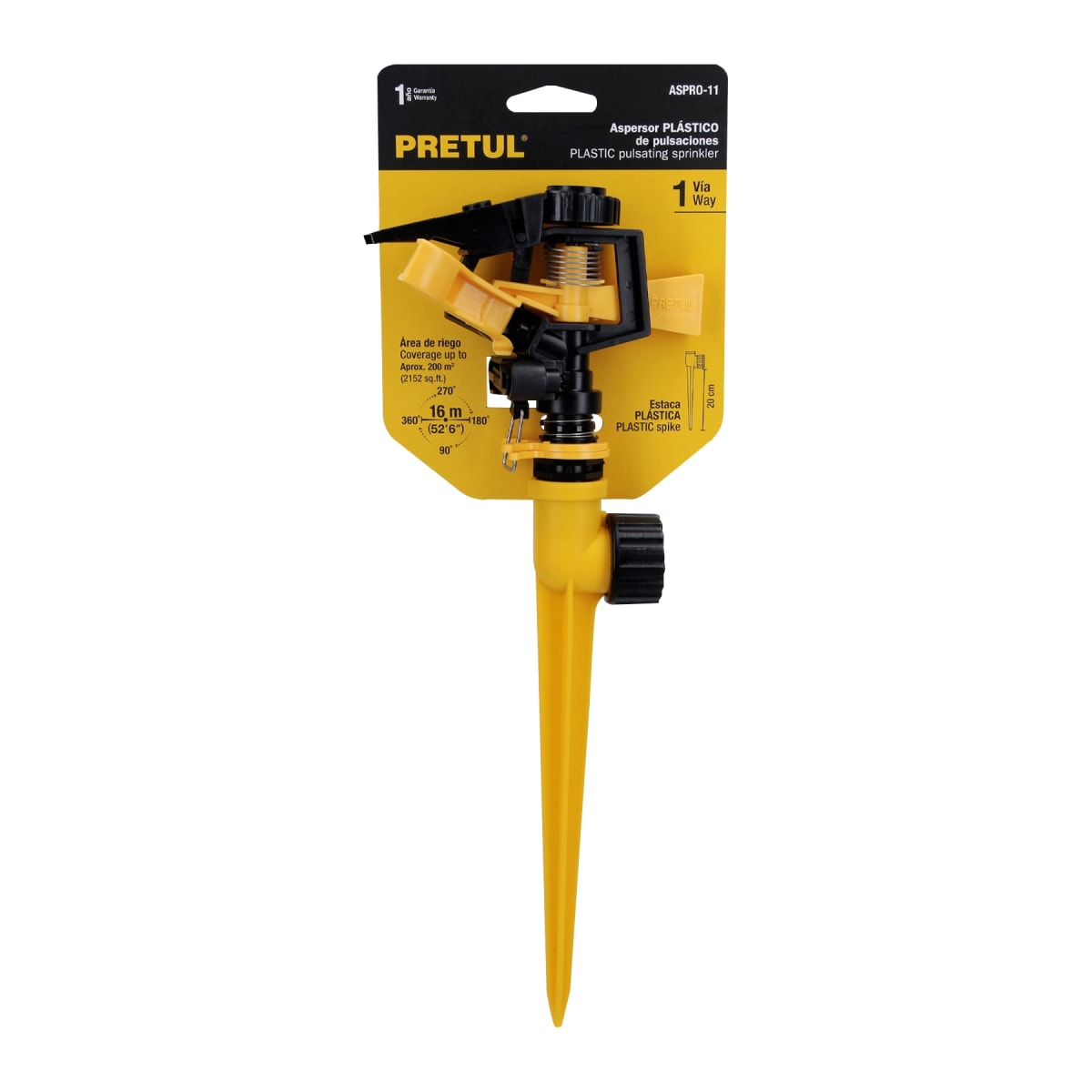 Aspersor plástico una vía, estaca de 17 cm, Pretul4