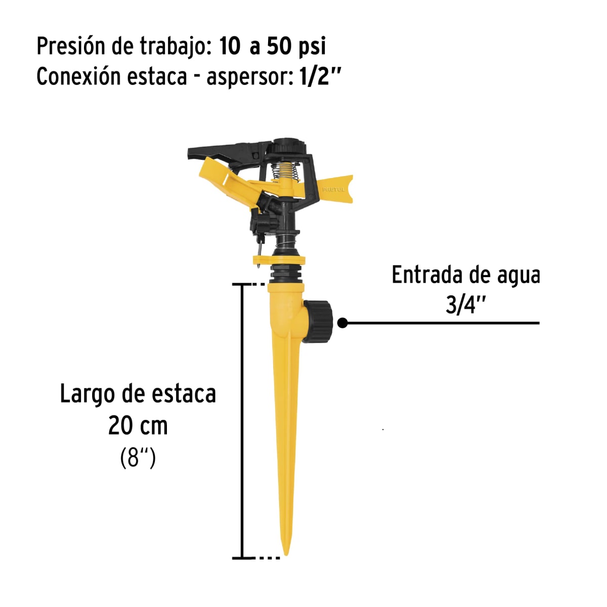 Aspersor plástico una vía, estaca de 17 cm, Pretul2