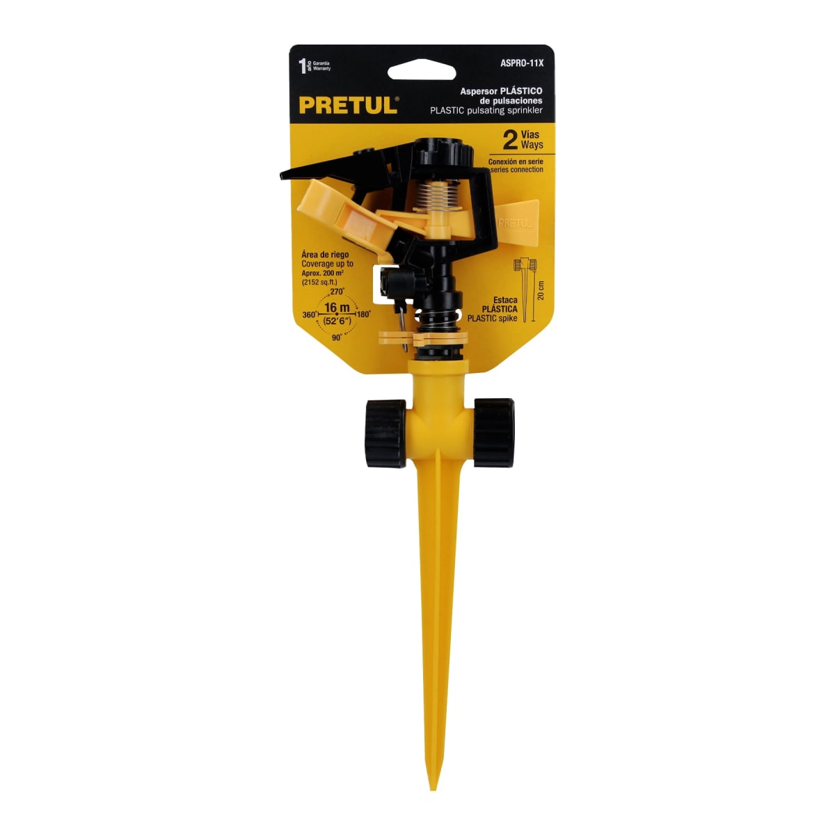 Aspersor plástico dos vías estaca de 14 cm Pretul2