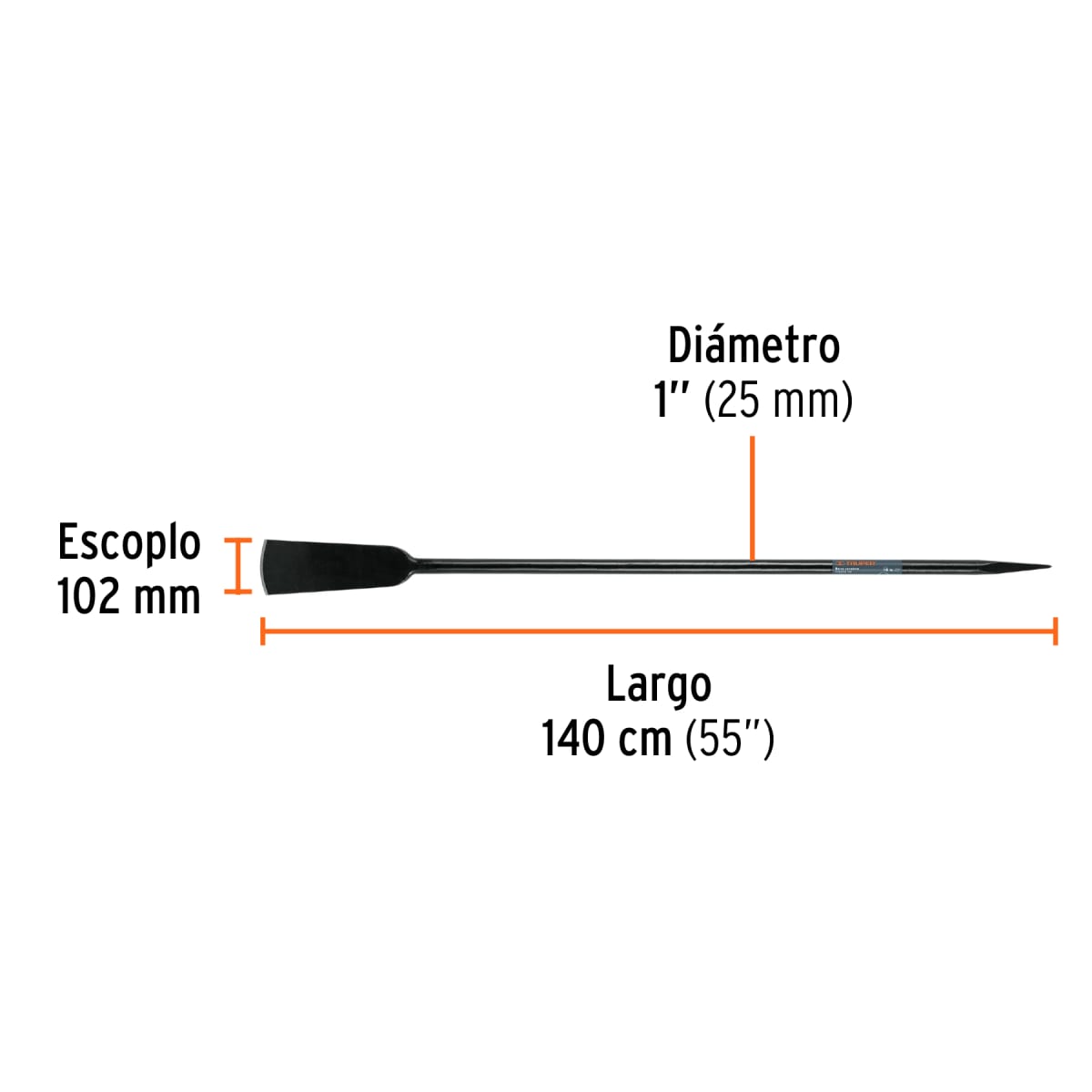 Barreta cavadora 1'' x 140 cm escoplo 102 mm Truper3