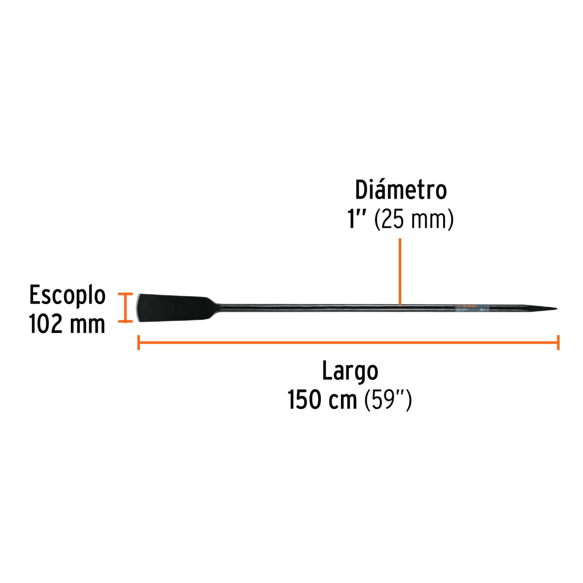 Barreta cavadora 1'' x 150 cm escoplo 102 mm Truper3