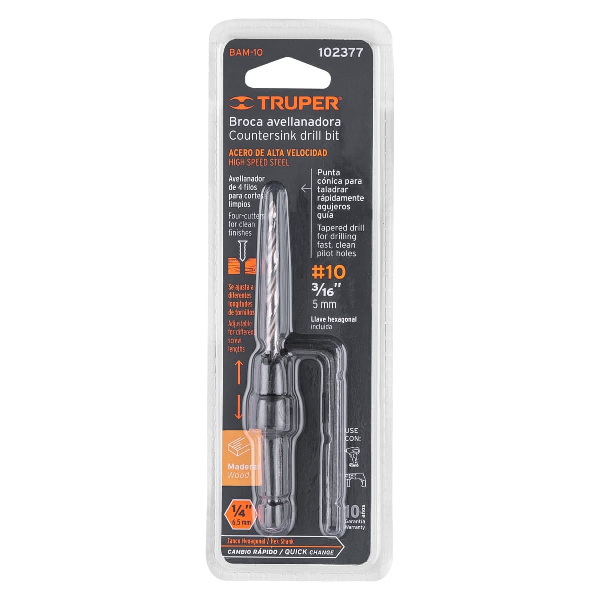 Broca avellanadora para madera 3/16 Truper5