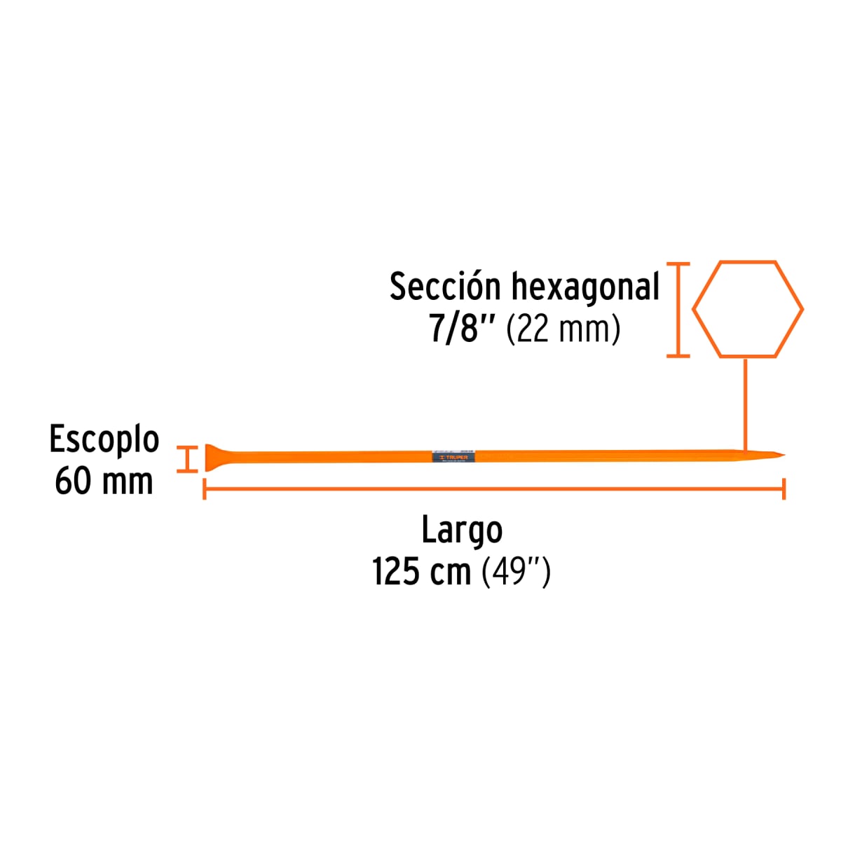 Barreta de punta de 7/8´´ x 125 cm, escoplo 60 mm, Truper3