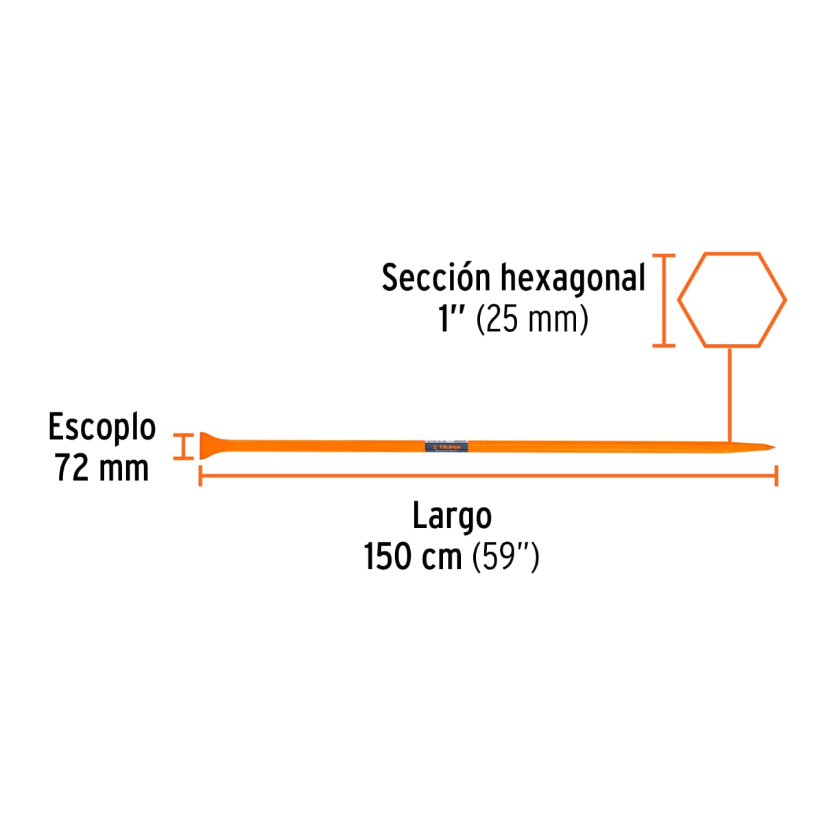 Barreta de punta de 1'' x 150 cm escoplo 72 mm Truper3