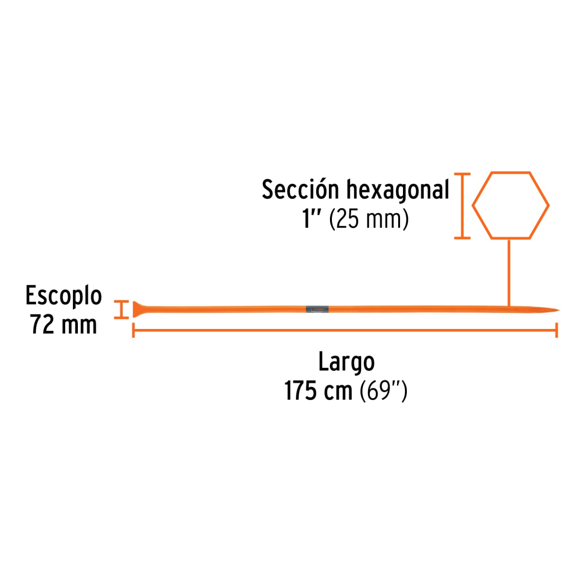 Barreta de punta de 1'' x 175 cm. escoplo 72 mm. truper3