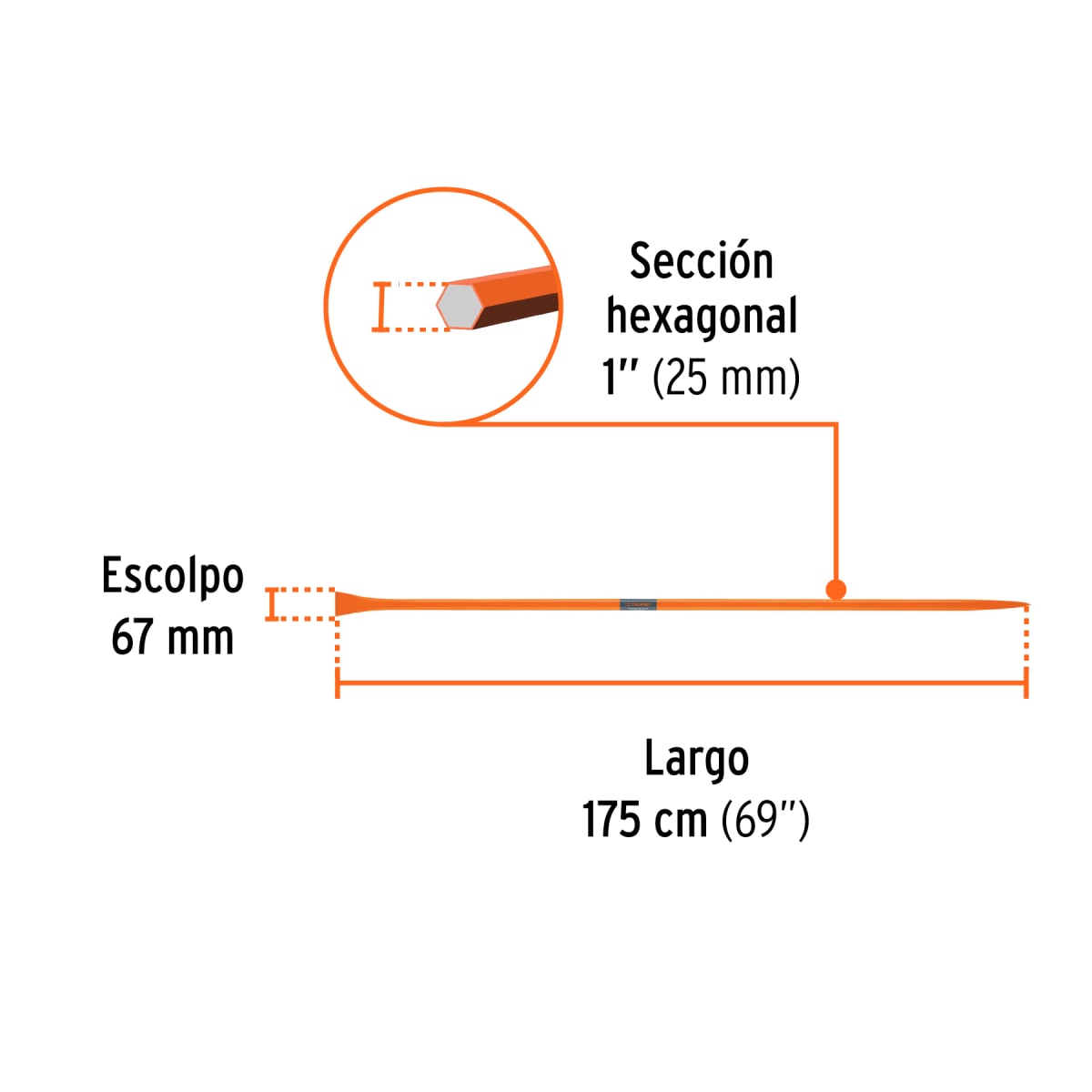 Barreta de punta de 1'' x 175 cm escoplo 67 mm Truper3