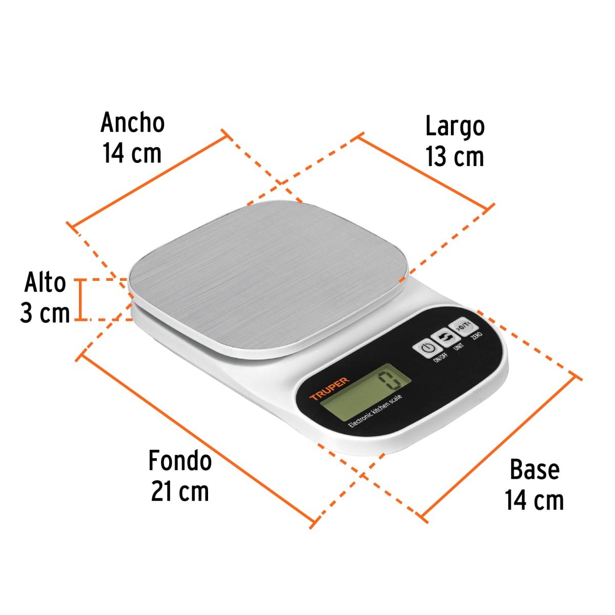 Balanza digital para cocina plato de acero inox 5kg Truper3
