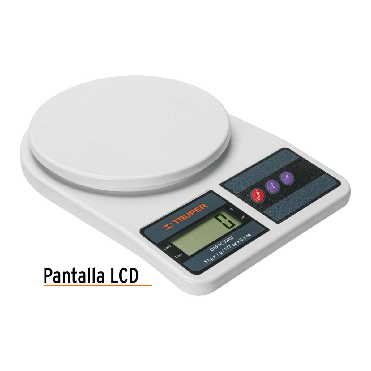 Balanza digital para cocina plato ABS soporta 5kg Truper2