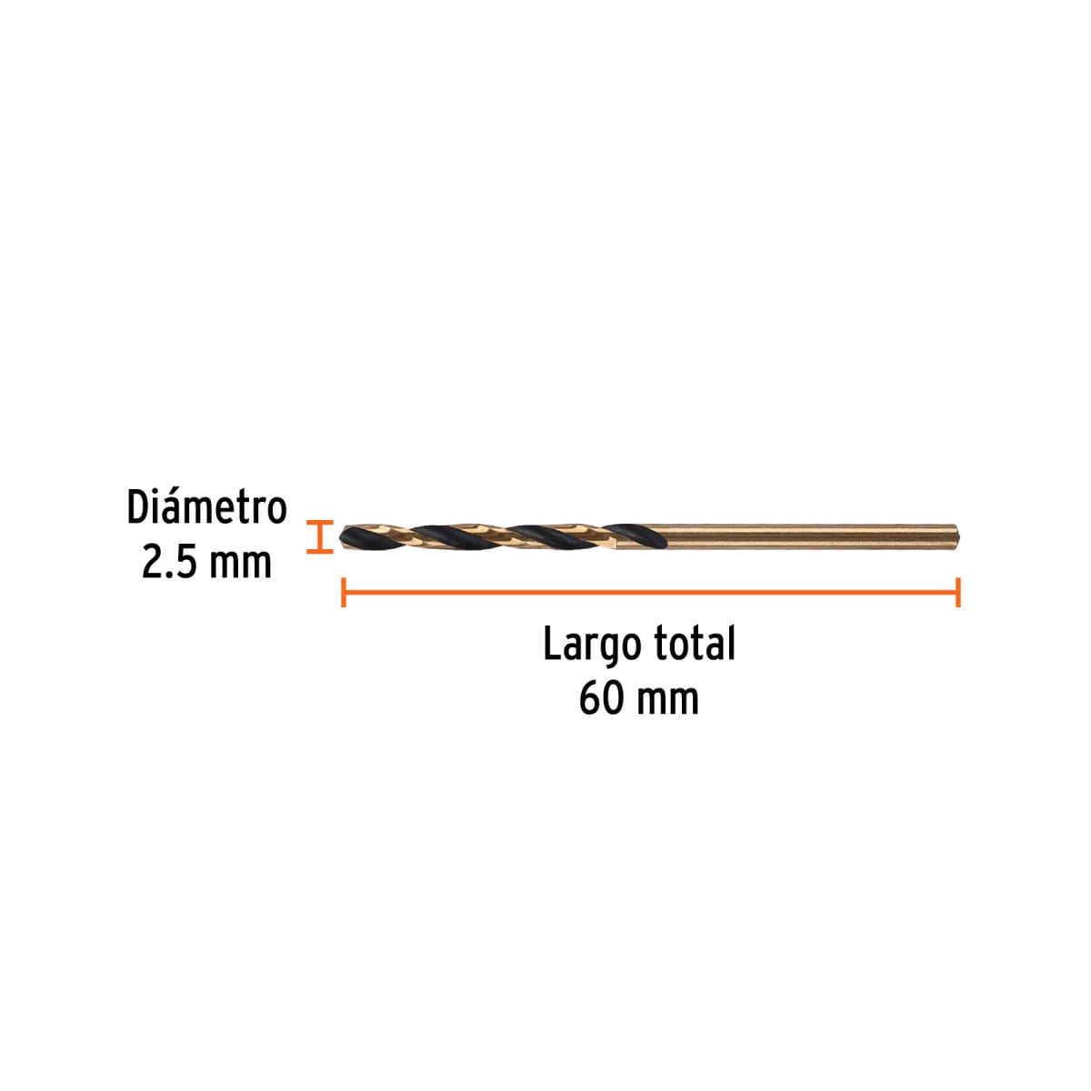 Broca HSS 2.5 mm Trugold para metal, Truper Expert por unidad3