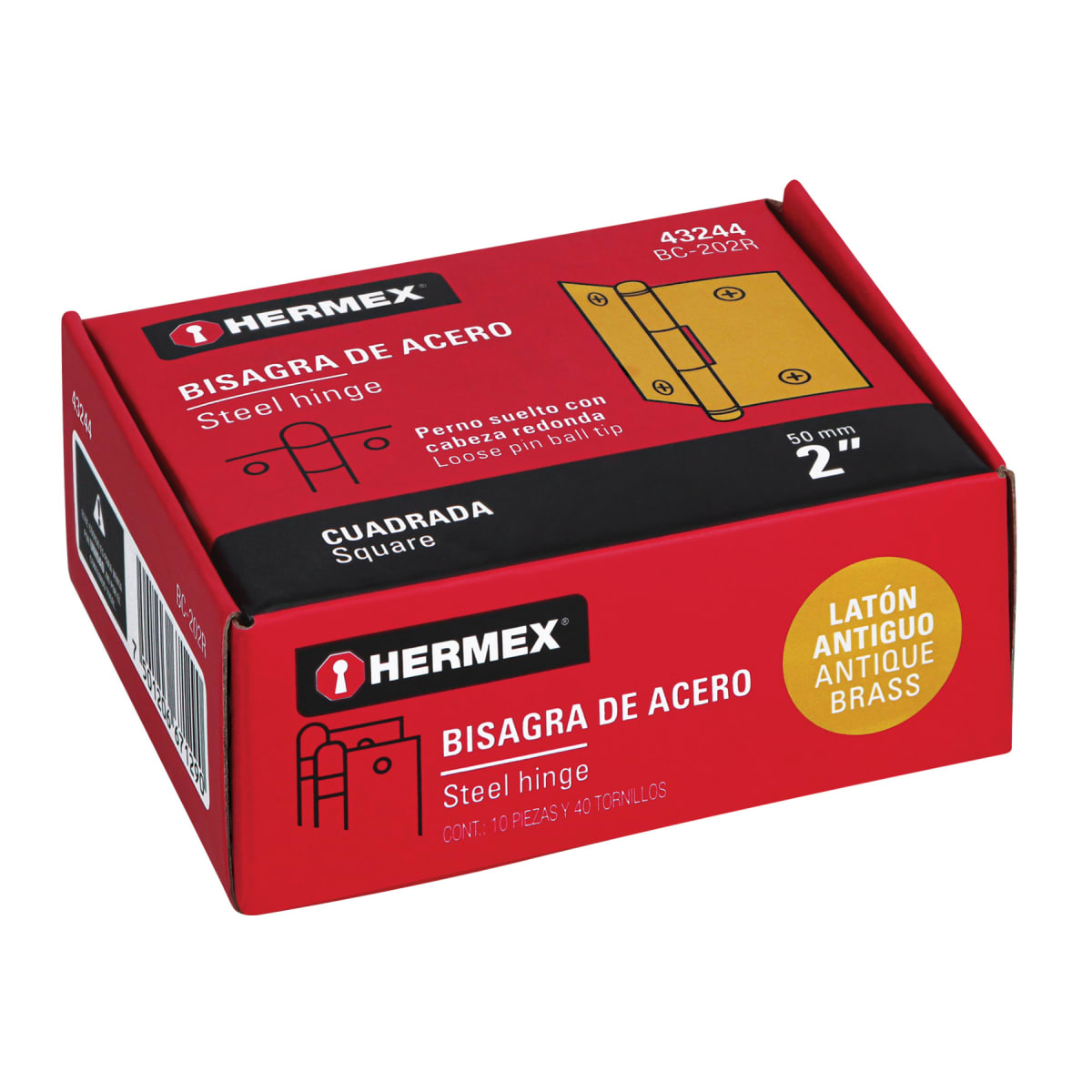 Bisagra tipo capuchina 2´´ acero latonado antiguo, redonda, Hermex4