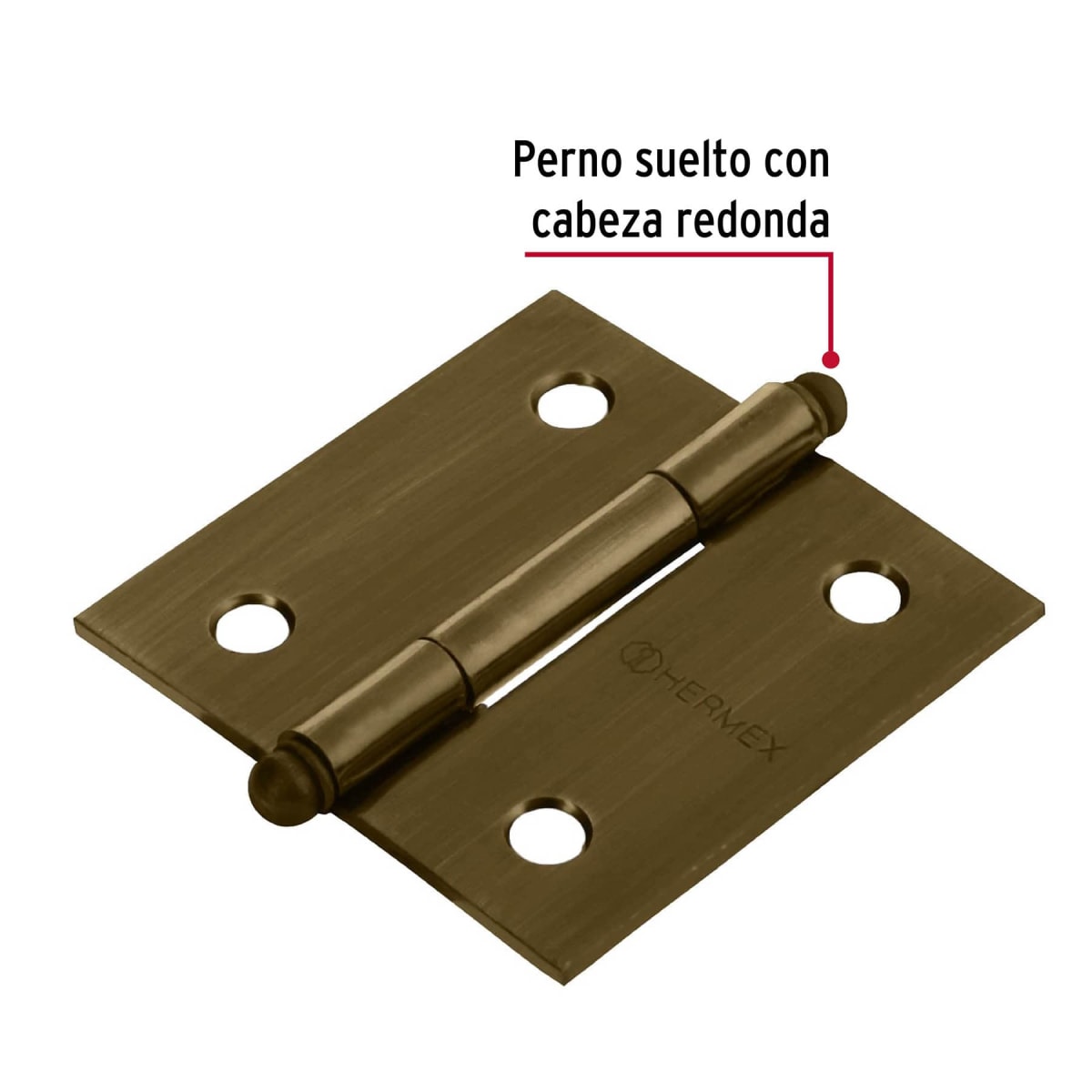 Bisagra tipo capuchina 2´´ acero latonado antiguo, redonda, Hermex2