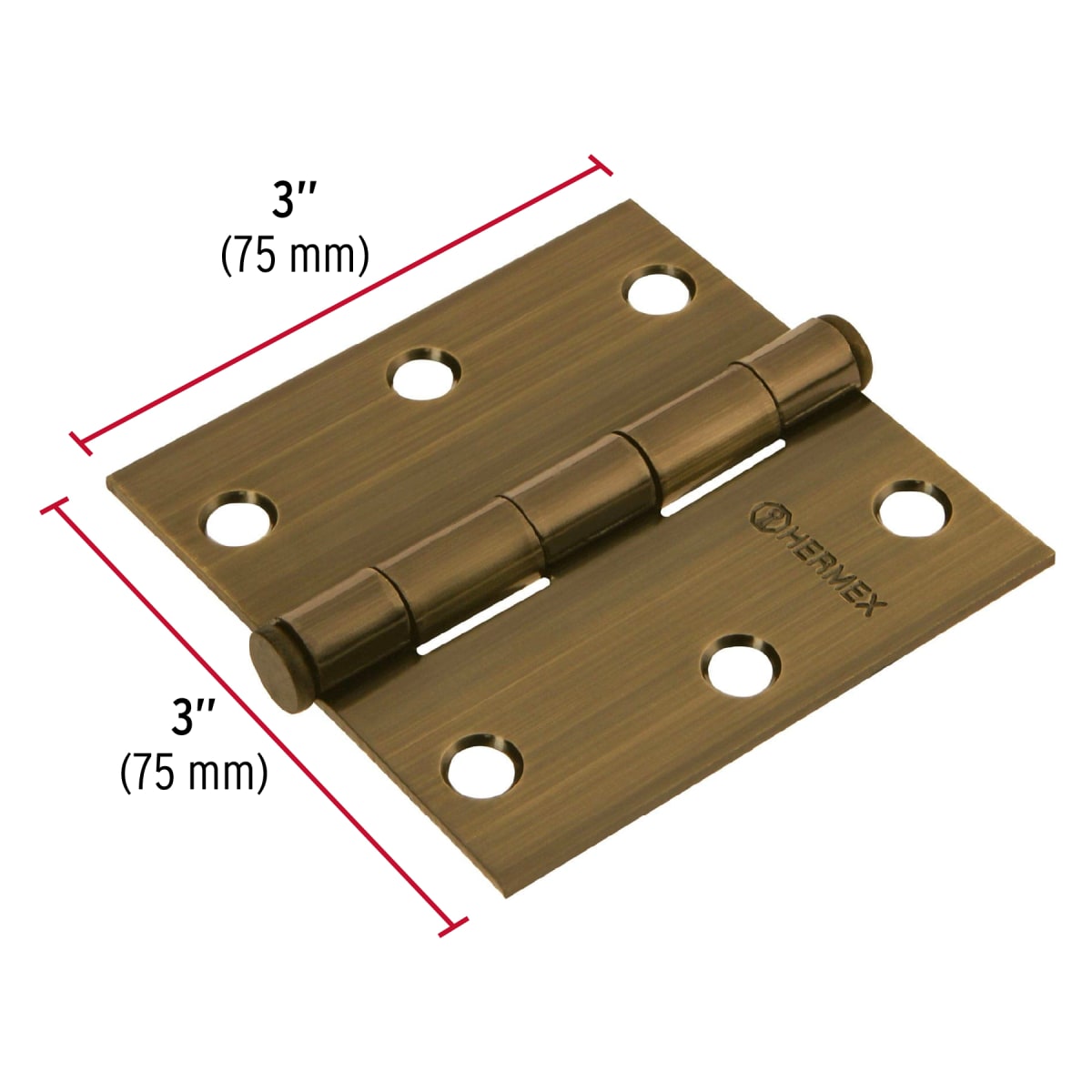 Bisagra tipo capuchina 3´´ acero latonado antiguo, plana, Hermex3