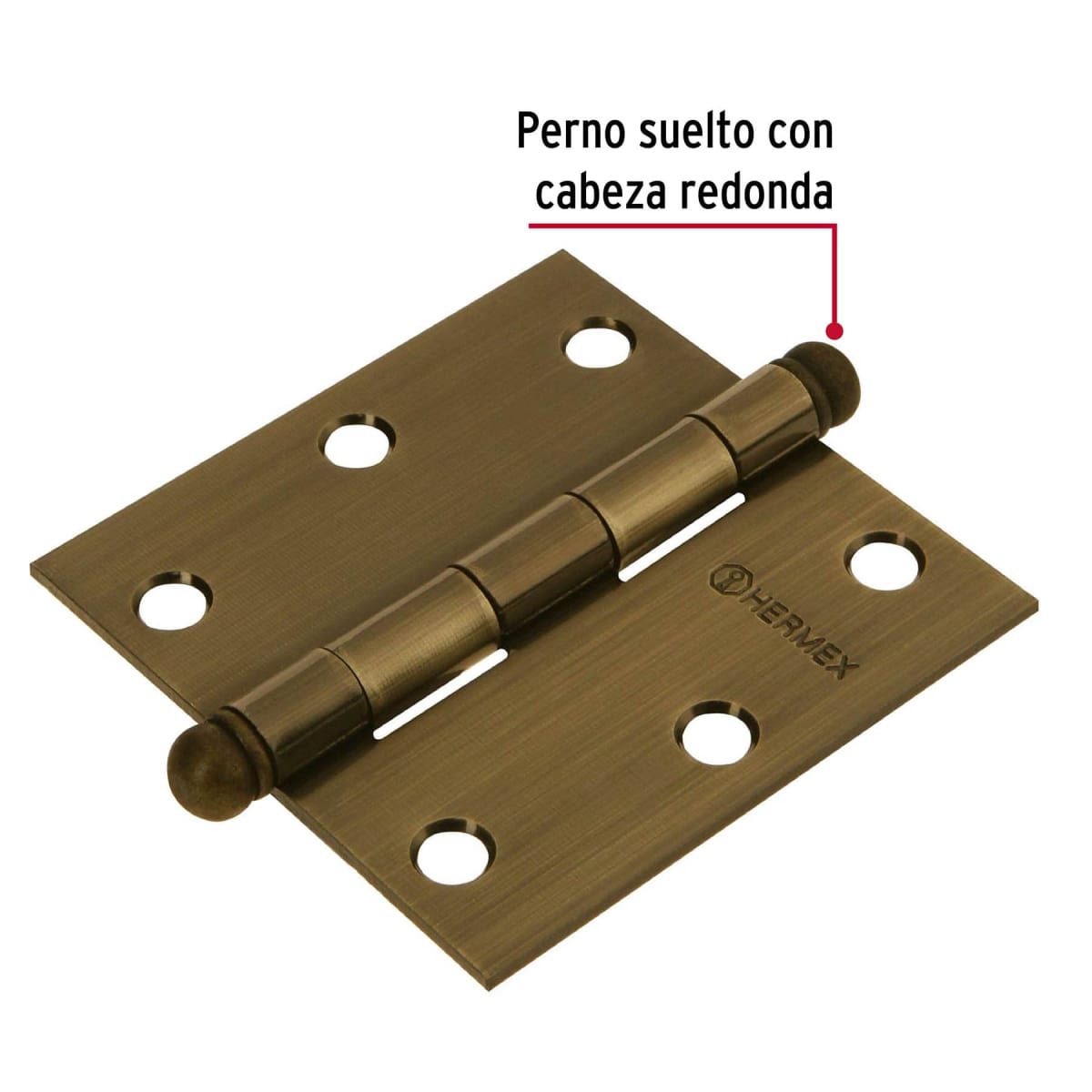 Bisagra tipo capuchina 3'' acero latonado antiguo redonda Hermex2