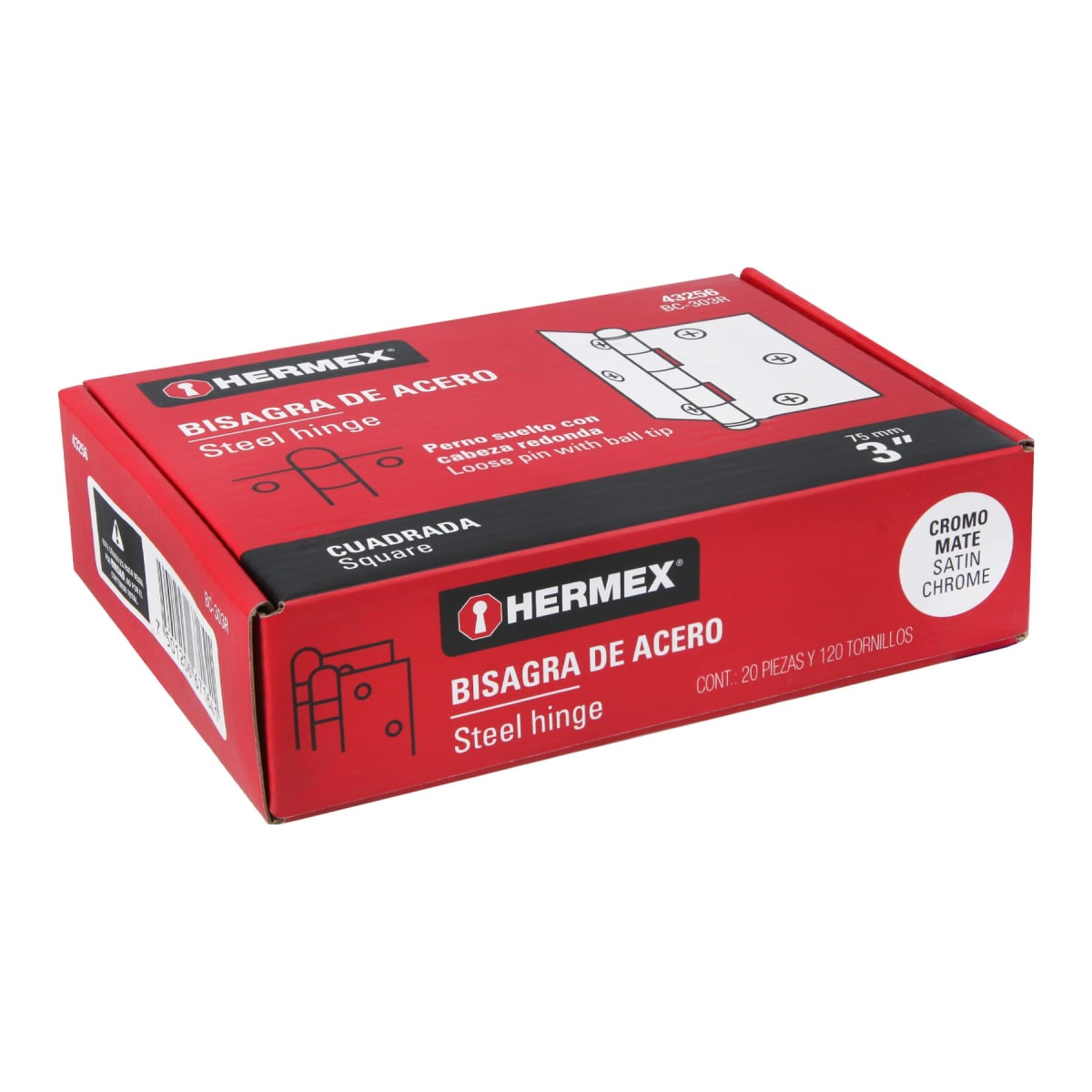 Bisagra tipo capuchina 3´´ acero cromo mate, redonda, Hermex4