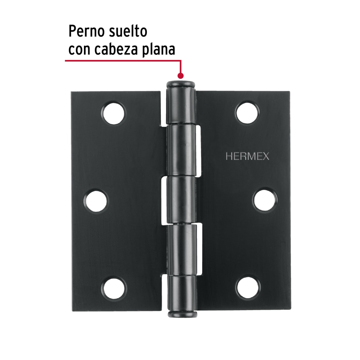 bisagra cuadrada 3', acero negro, cabeza plana, hermex2