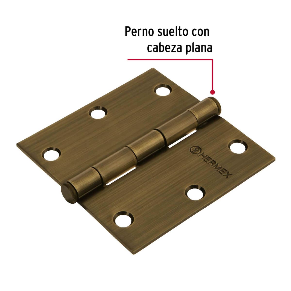 Bisagra tipo capuchina 3-1/2´´ acero latonado antiguo, plana Hermex2