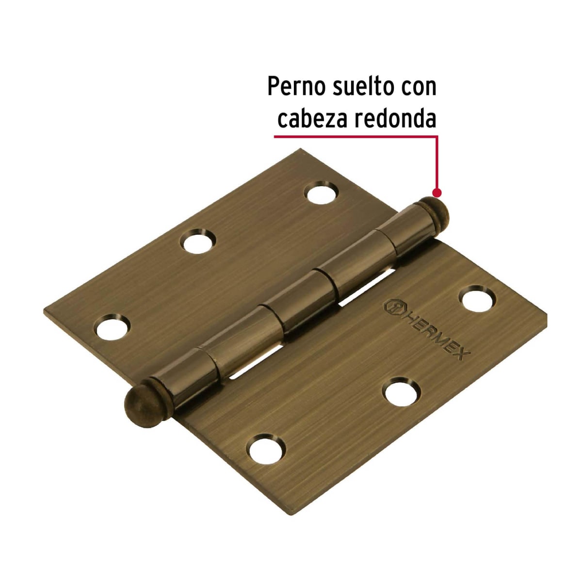 Bisagra tipo capuchina 3-1/2´´ acero latonado antiguo, redonda Hermex2