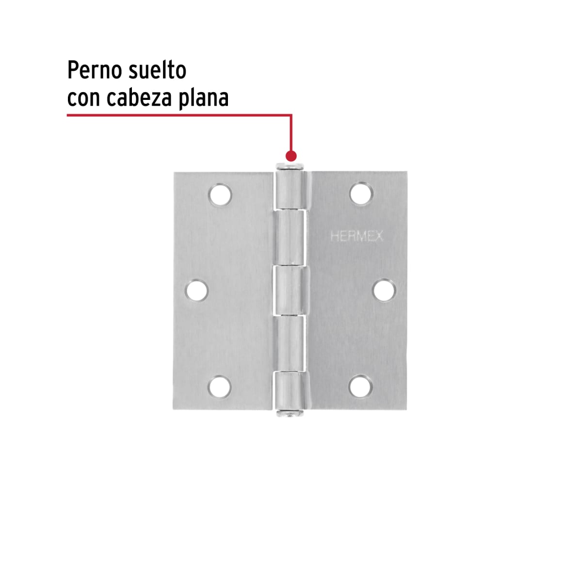 Bisagra tipo capuchina 3-1/2´´ acero cromo mate, plana, Hermex2