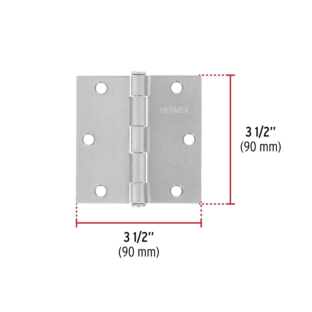 Bisagra tipo capuchina 3-1/2´´ acero cromo mate, plana, Hermex3