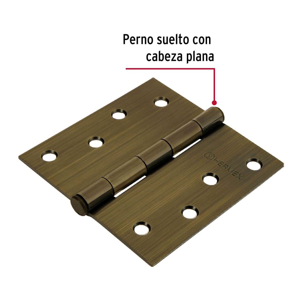 Bisagra tipo capuchina 4´´ acero latonado antiguo, plana, Hermex2