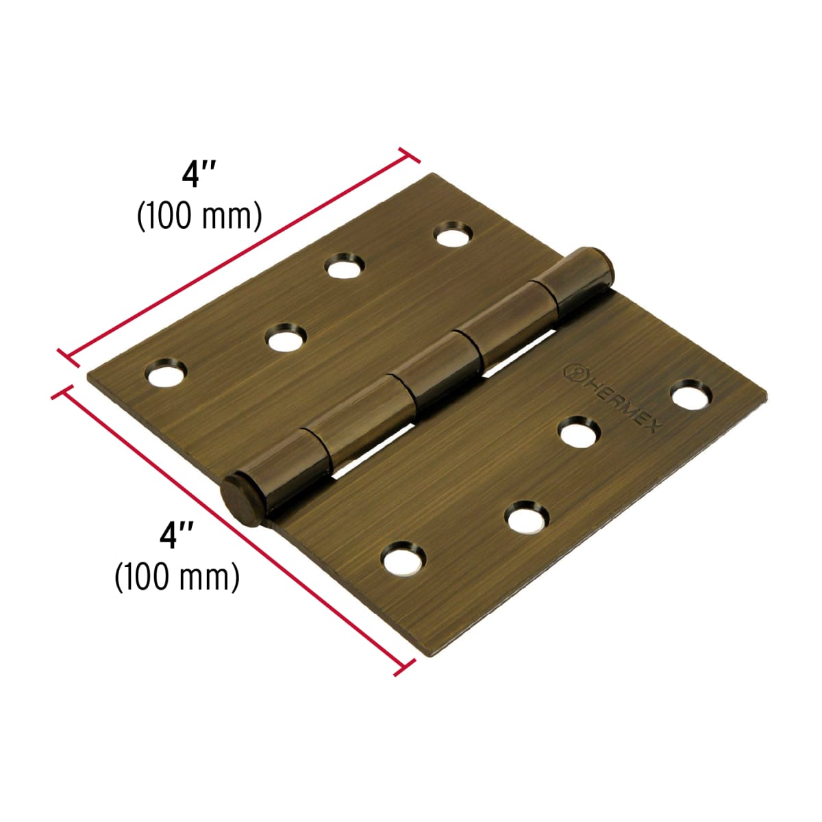 Bisagra tipo capuchina 4´´ acero latonado antiguo, plana, Hermex3