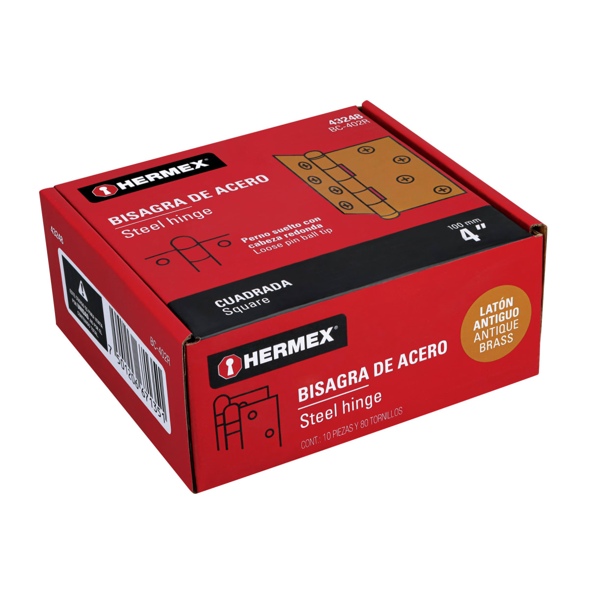 Bisagra tipo capuchina 4´´ acero latonado antiguo, redonda, Hermex4