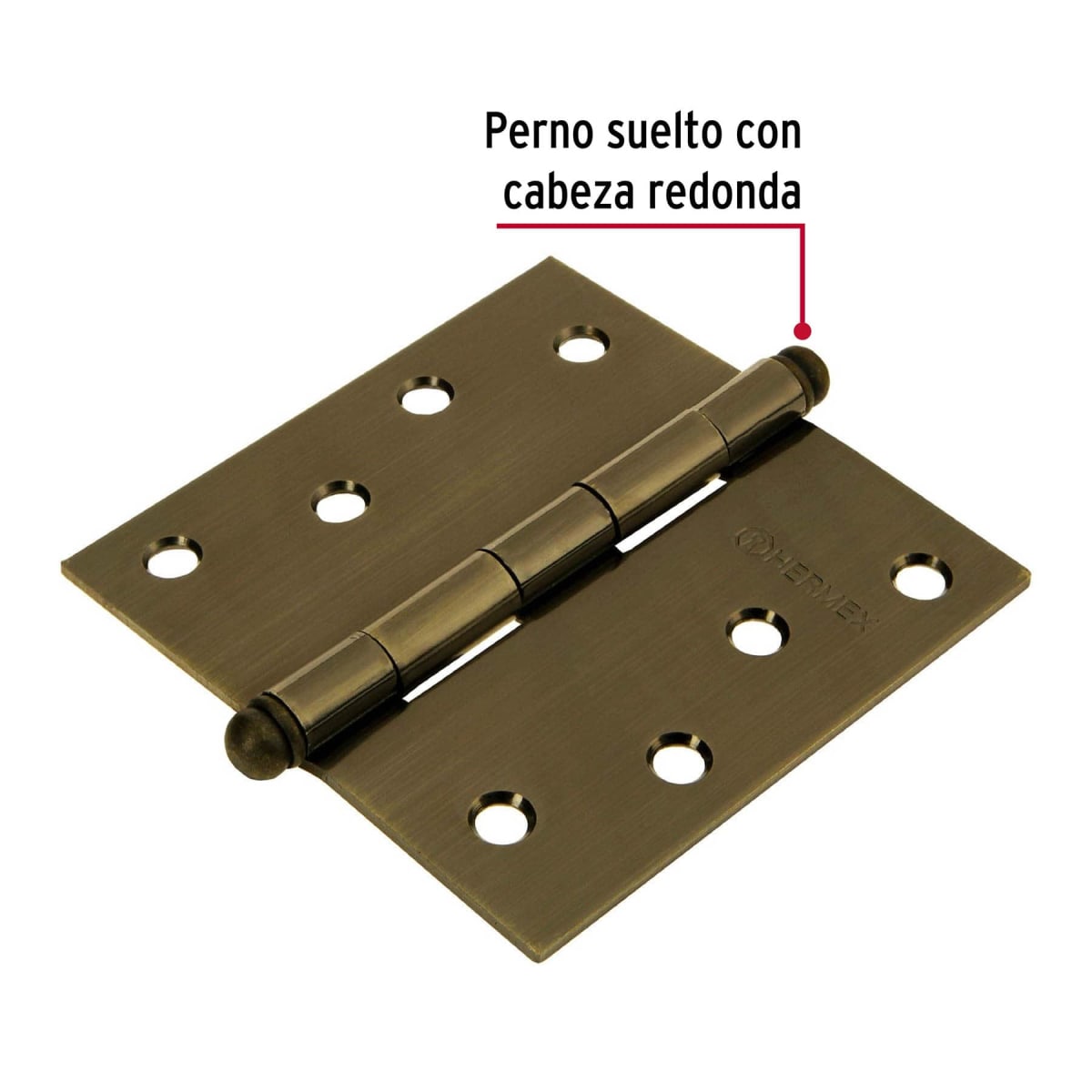 Bisagra tipo capuchina 4´´ acero latonado antiguo, redonda, Hermex2