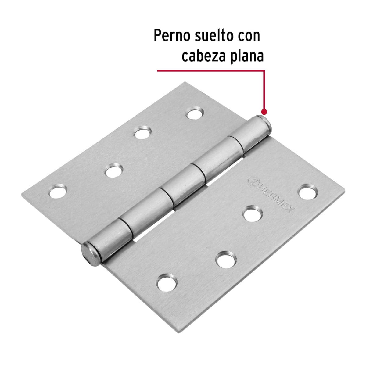 Bisagra tipo capuchina 4´´ acero cromo mate, plana, Hermex2