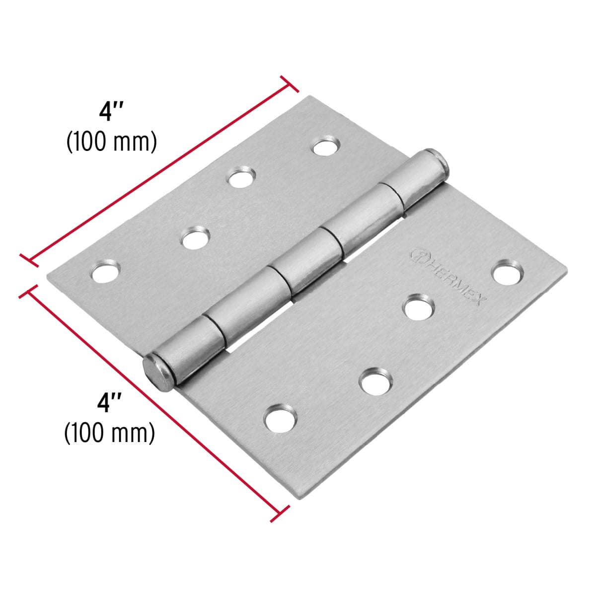 Bisagra tipo capuchina 4´´ acero cromo mate, plana, Hermex3