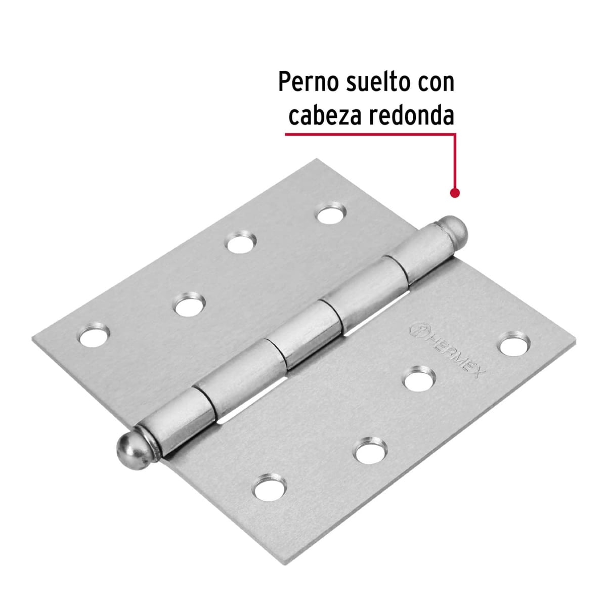 Bisagra tipo capuchina 4´´ acero cromo mate, redonda, Hermex2