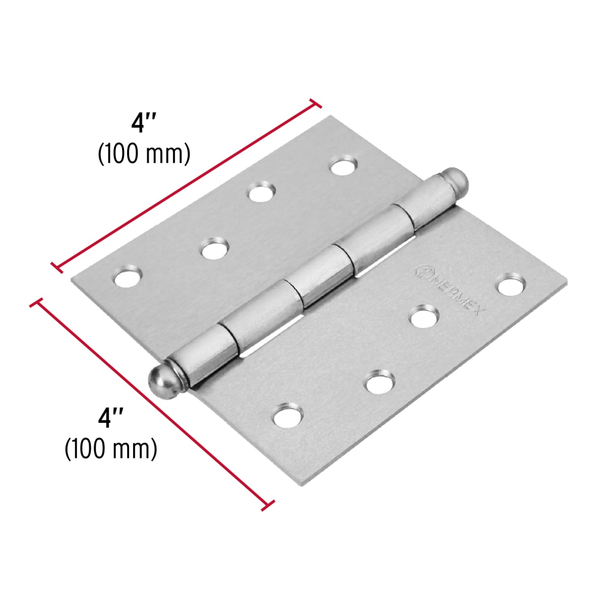 Bisagra tipo capuchina 4´´ acero cromo mate, redonda, Hermex3