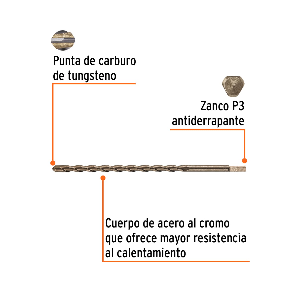 Broca para concreto de 1/2 x 12'', Truper por unidad2