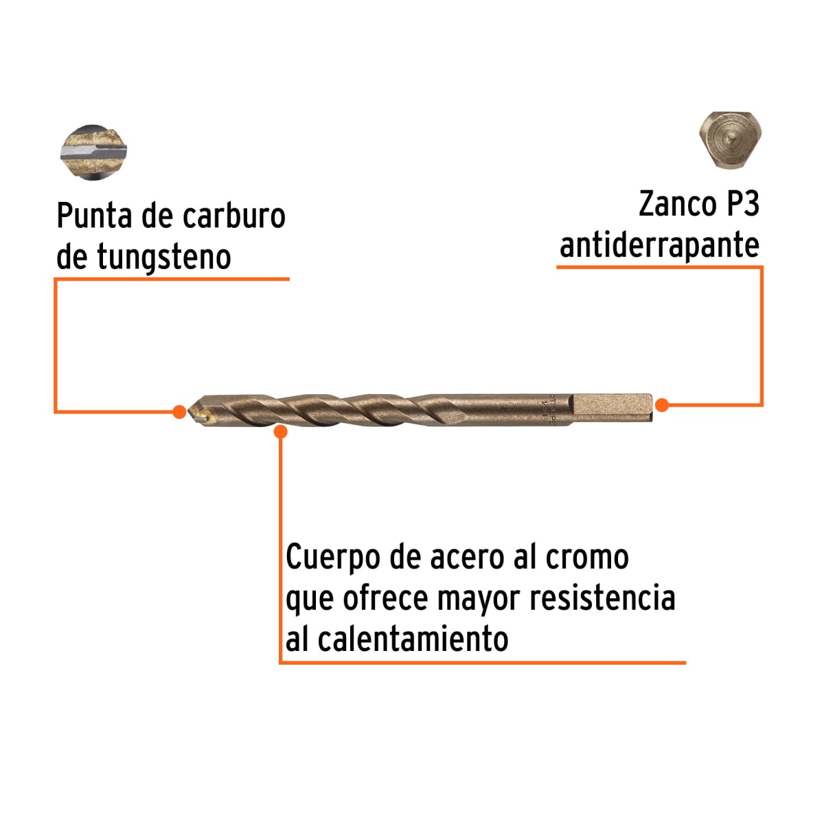 Broca para concreto de 1/2 x 6'', Truper por unidad2