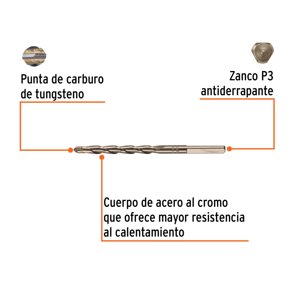 Broca para concreto de 1/4 x 4'', Truper por unidad2